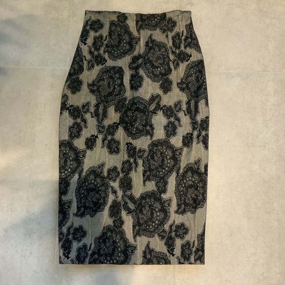 Plein Sud Dresses & Skirts - Plein Sud Indie Grunge Floral Mesh Sharp Pencil Skirt Vamp Chic Black Gray FR38